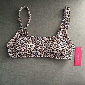 Ribbed animal print bikini top